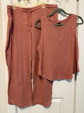 Soma Ribbed Two-Piece Cozy Set - Dusty Rose